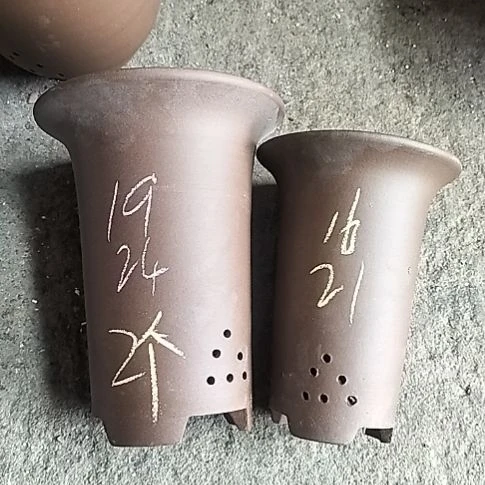 兰花盆两个紫砂花盆花泥