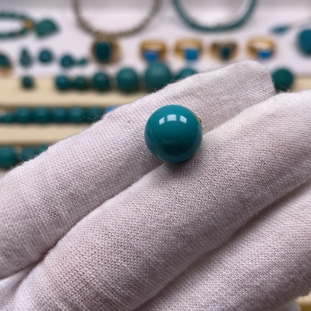 绿松石未镶嵌珠宝奇石圆珠10.3mm