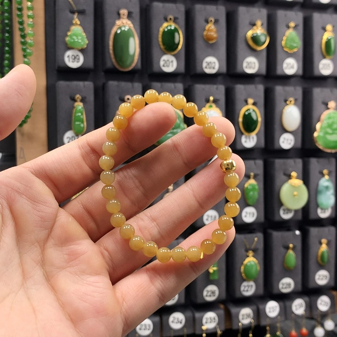 和田玉手链18K金镶嵌