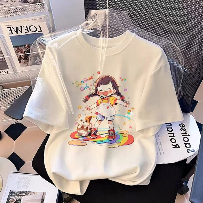 简约韩版~上新百搭舒适简约韩版亲子棉时尚女童潮童体恤9073