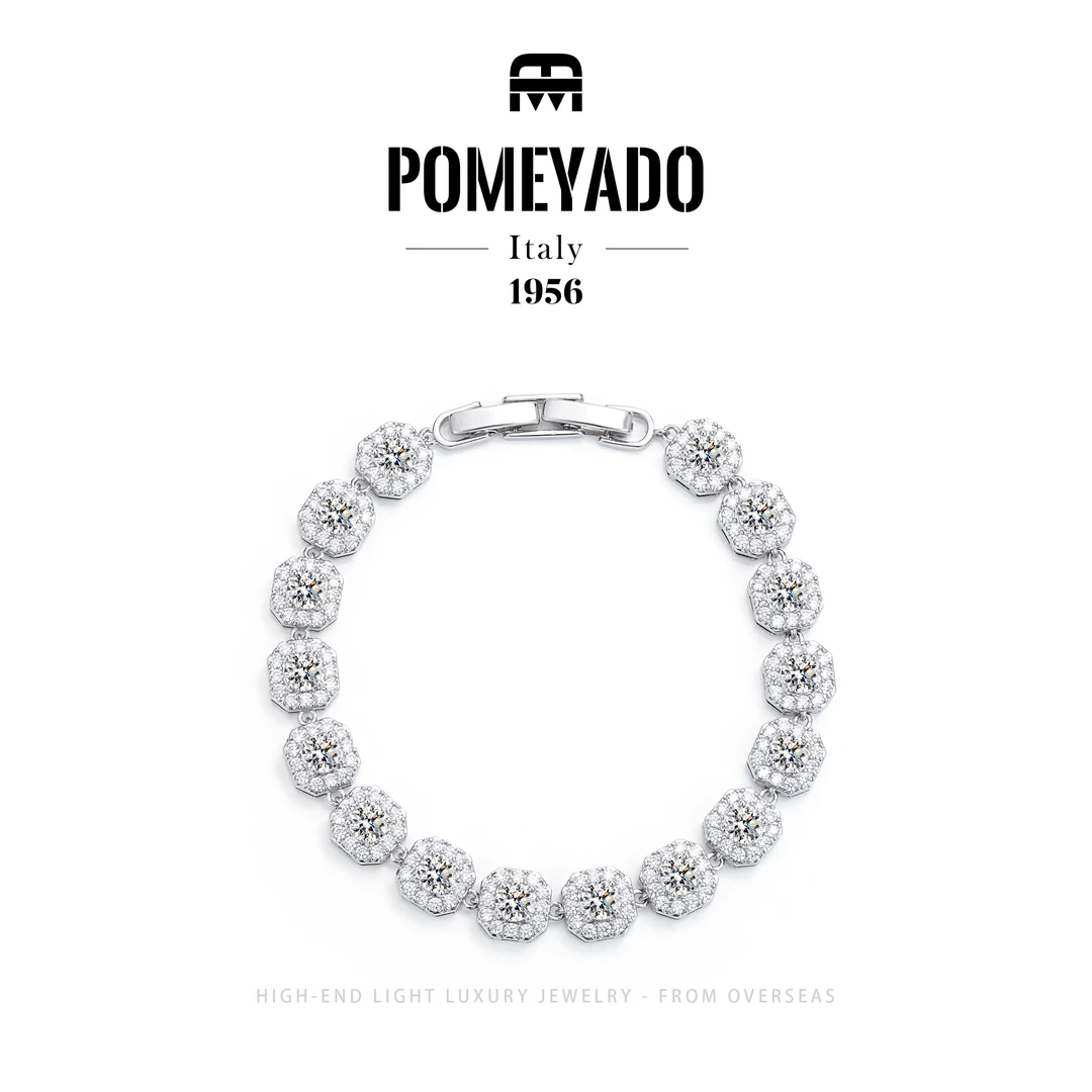 【璨若星光】Pomeyado秋季新品满镶银色方包手链F4688