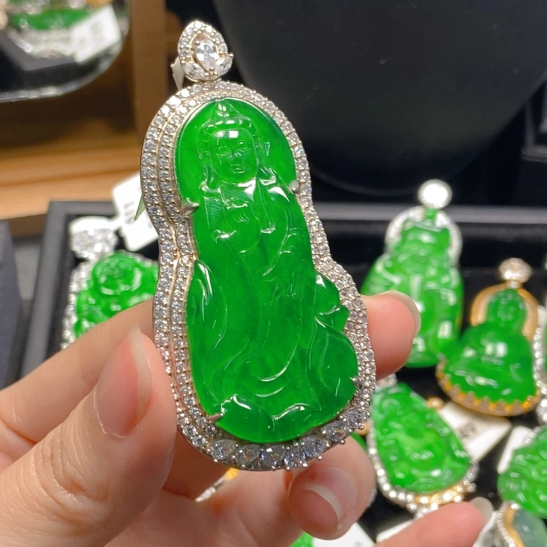 翡翠银S925镶嵌吊坠(不含链)