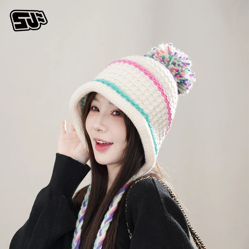 舒凡秋冬新款韩版针织帽字母毛线帽百搭防寒保暖头帽包头保暖帽