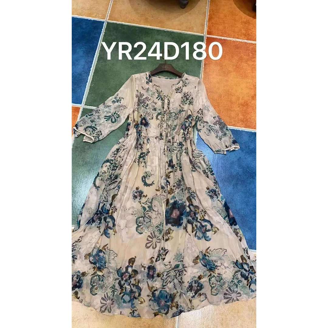 【2025-文文】重磅100桑蚕丝连衣裙YR24D180