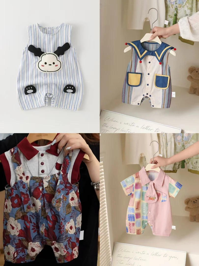 100-199婴儿半袖连体衣婴儿衣服宝宝宝夏季衣服婴幼儿爬服哈衣