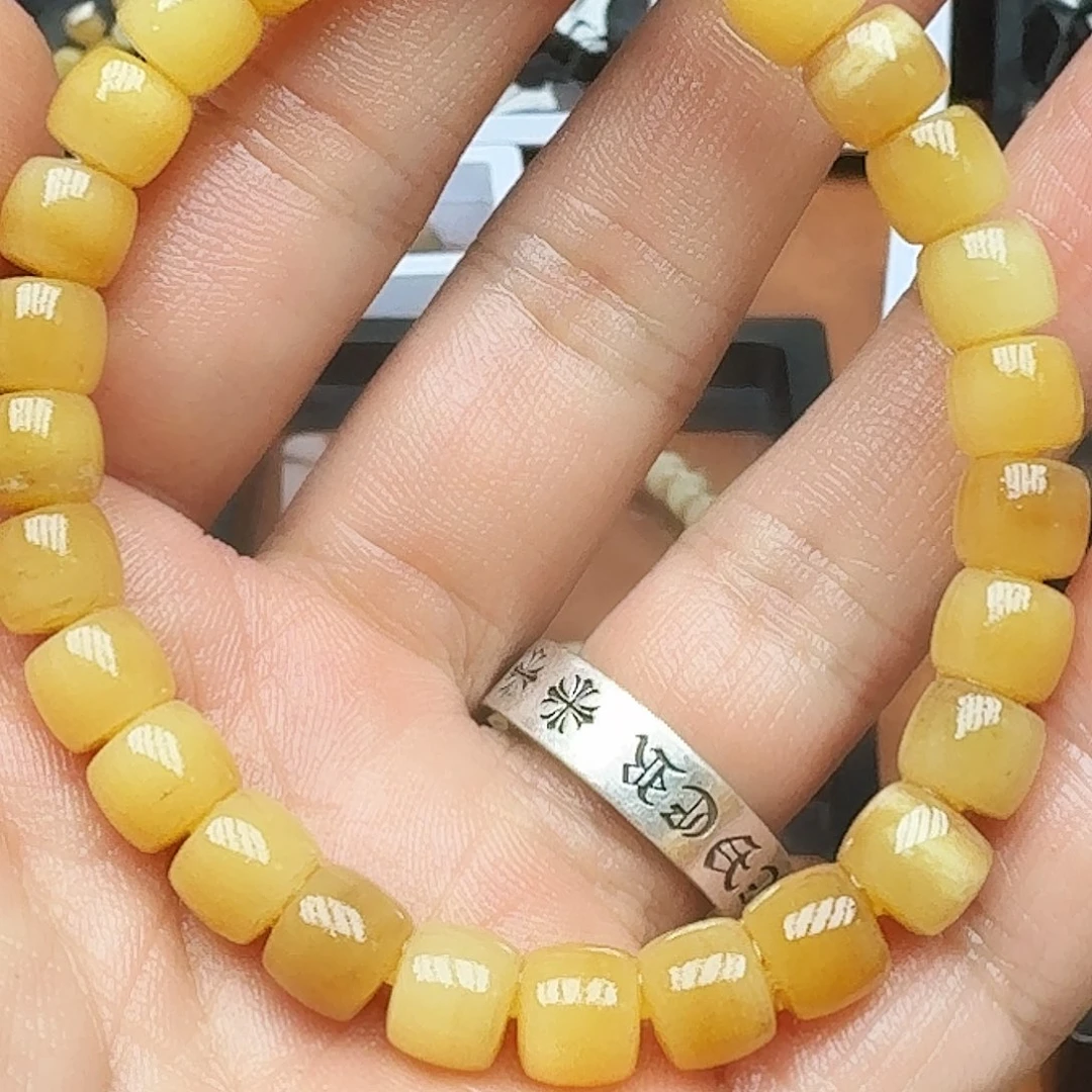 乞***雪大理石磁石8✖️7直射手串鸡油黄