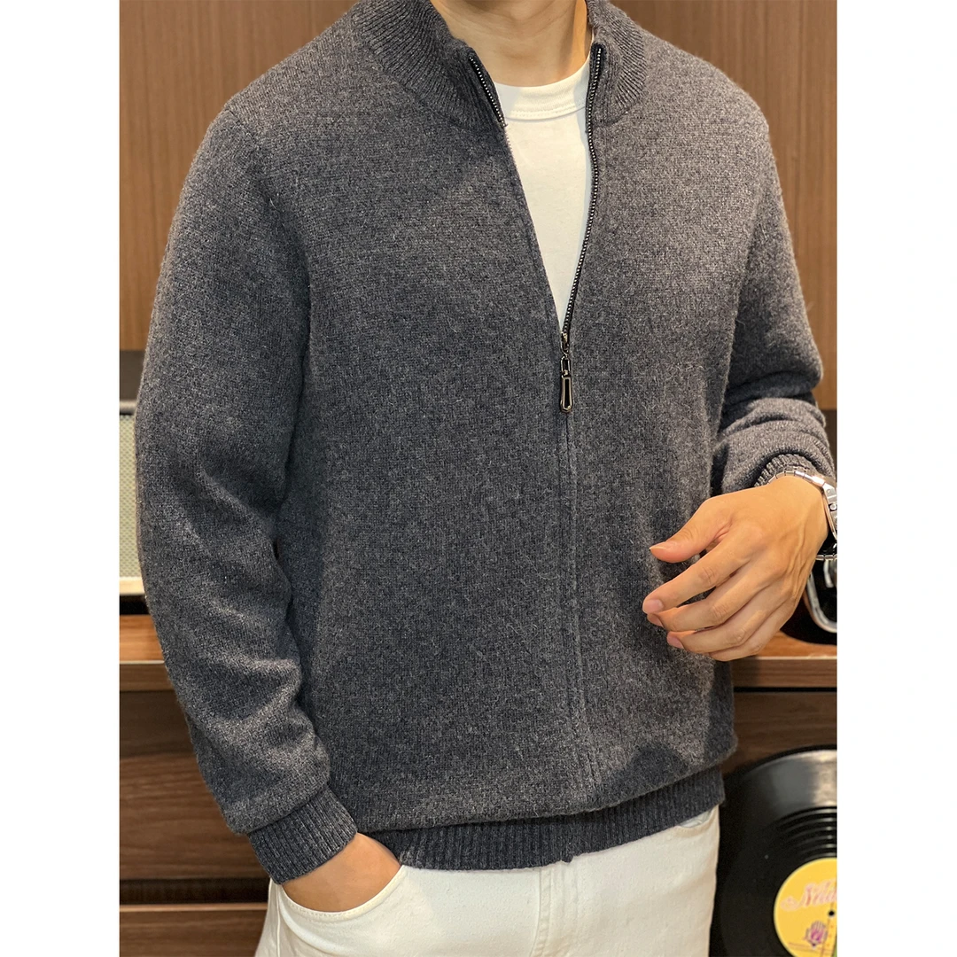 MKLR·盟珂利尔 优雅老钱风绵羊毛衫开衫毛衣男士春秋商务针织外套