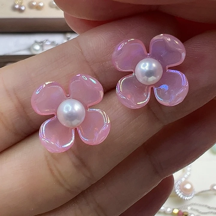 银S925镶嵌淡水珍珠耳饰