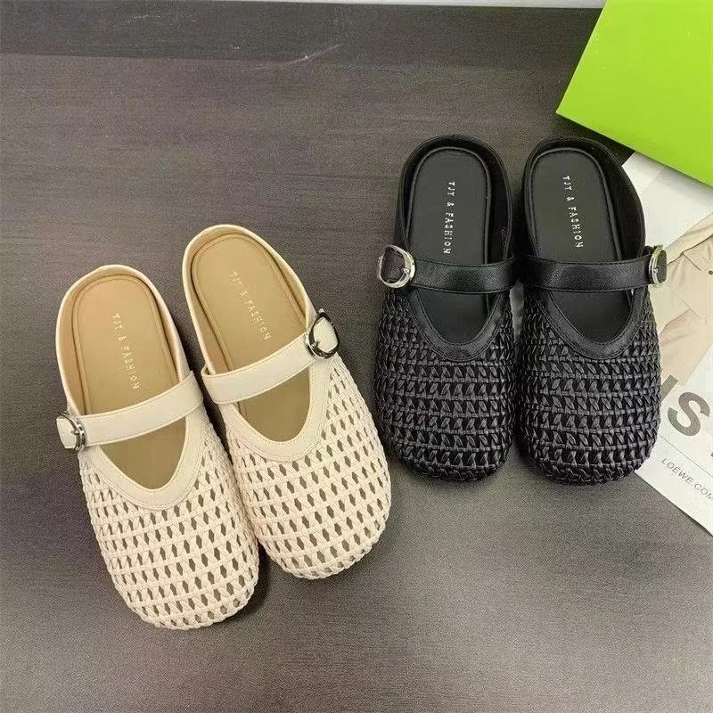 镂空平底百搭软底拖鞋女2025新款春夏女款外穿拖鞋包头拖鞋半拖女