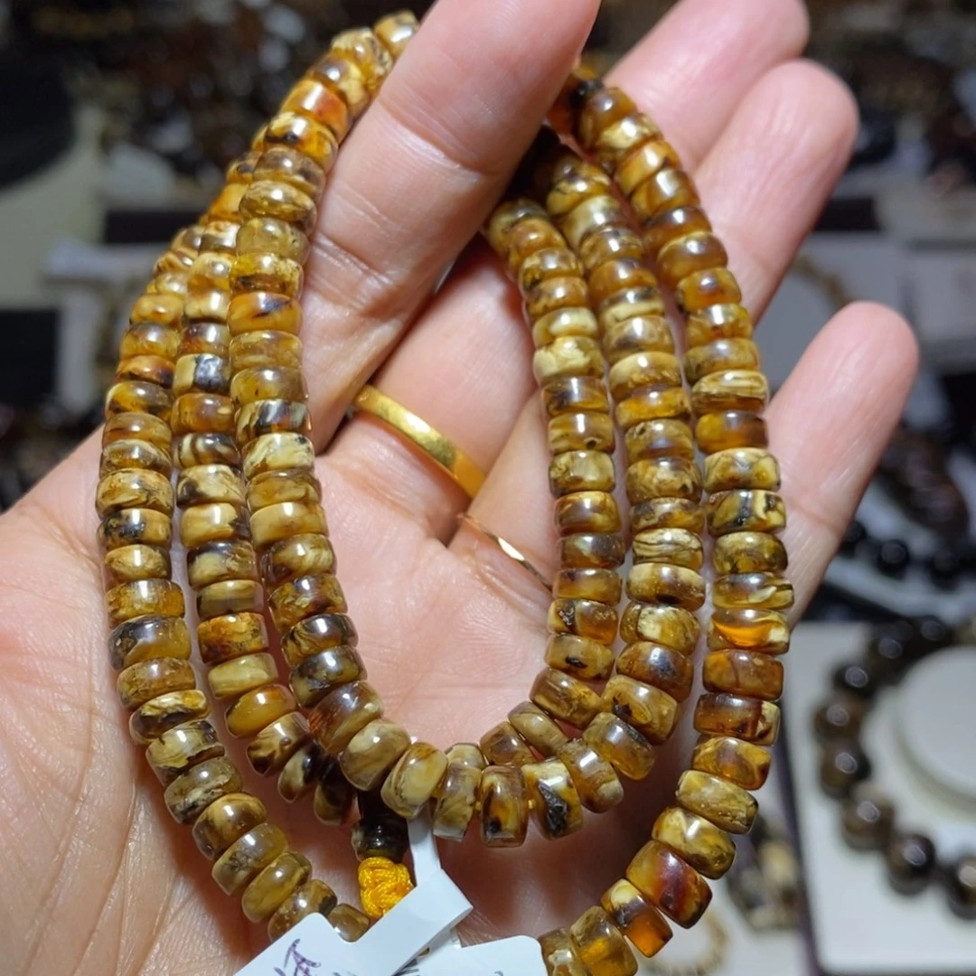 裸石琥珀未镶嵌 蜜蜡黄金甲直切6mm