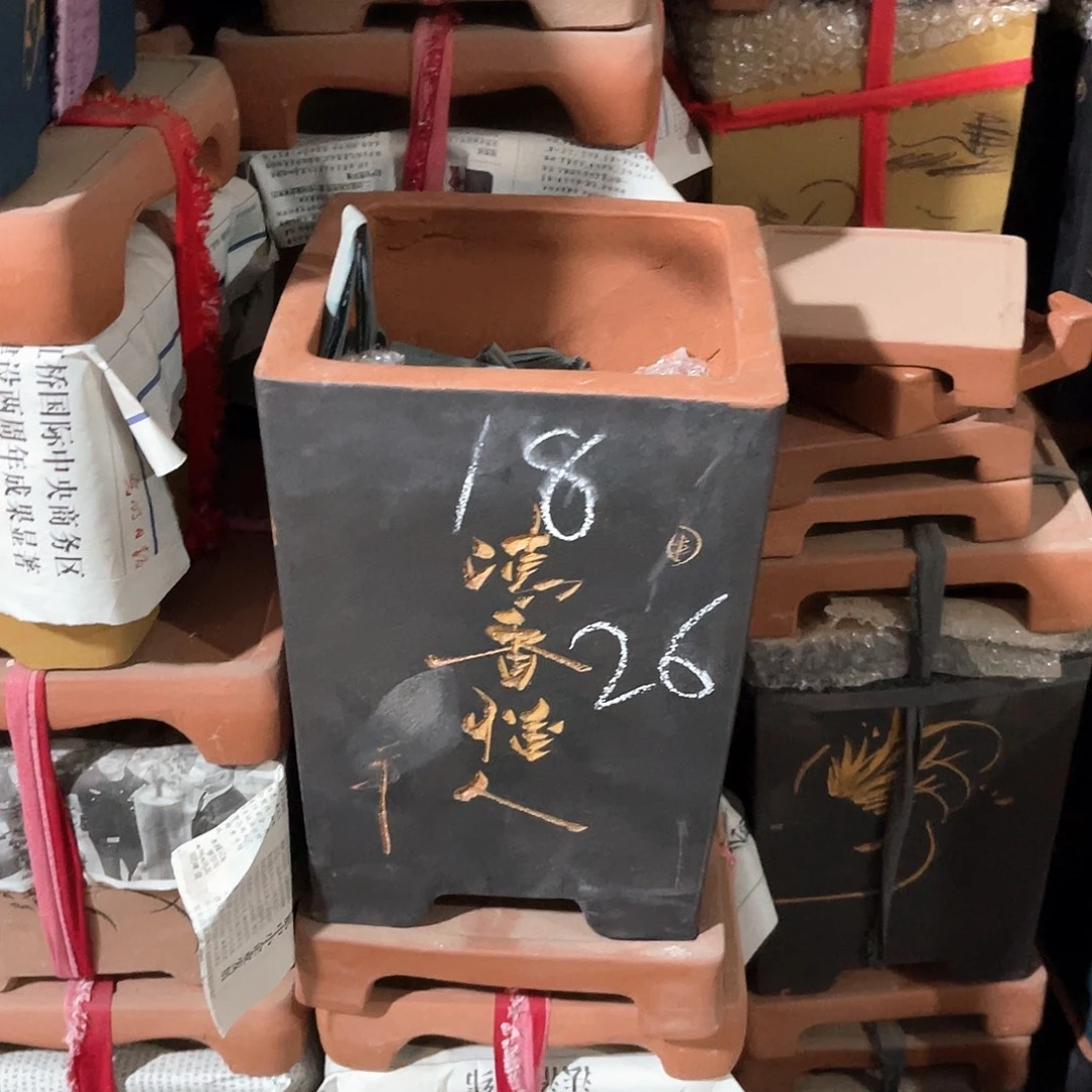 紫砂花盆高四方一个