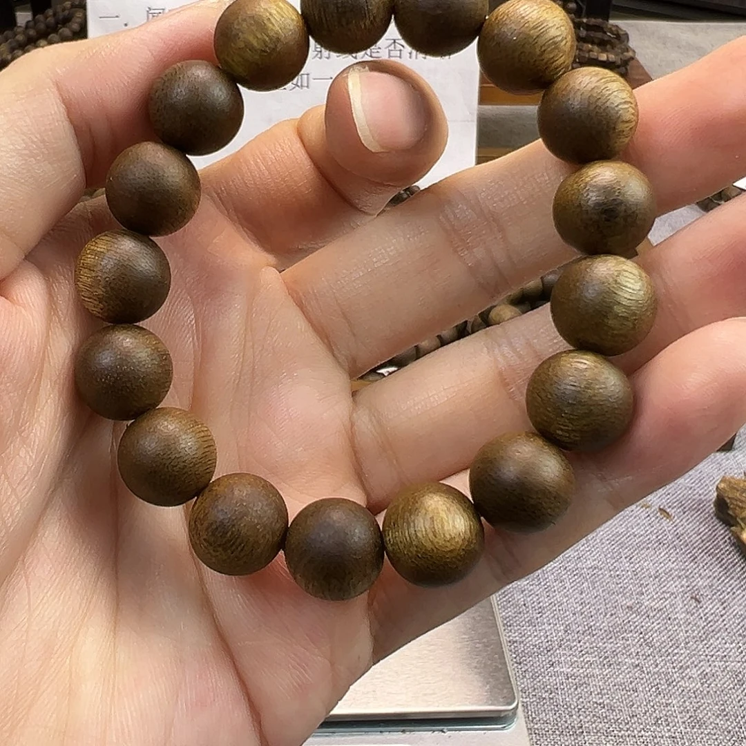 沉香香囊沉香12圆珠单圈沉水浮白奇14克