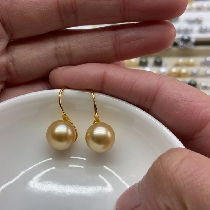 海水珍珠耳饰银S925镶嵌