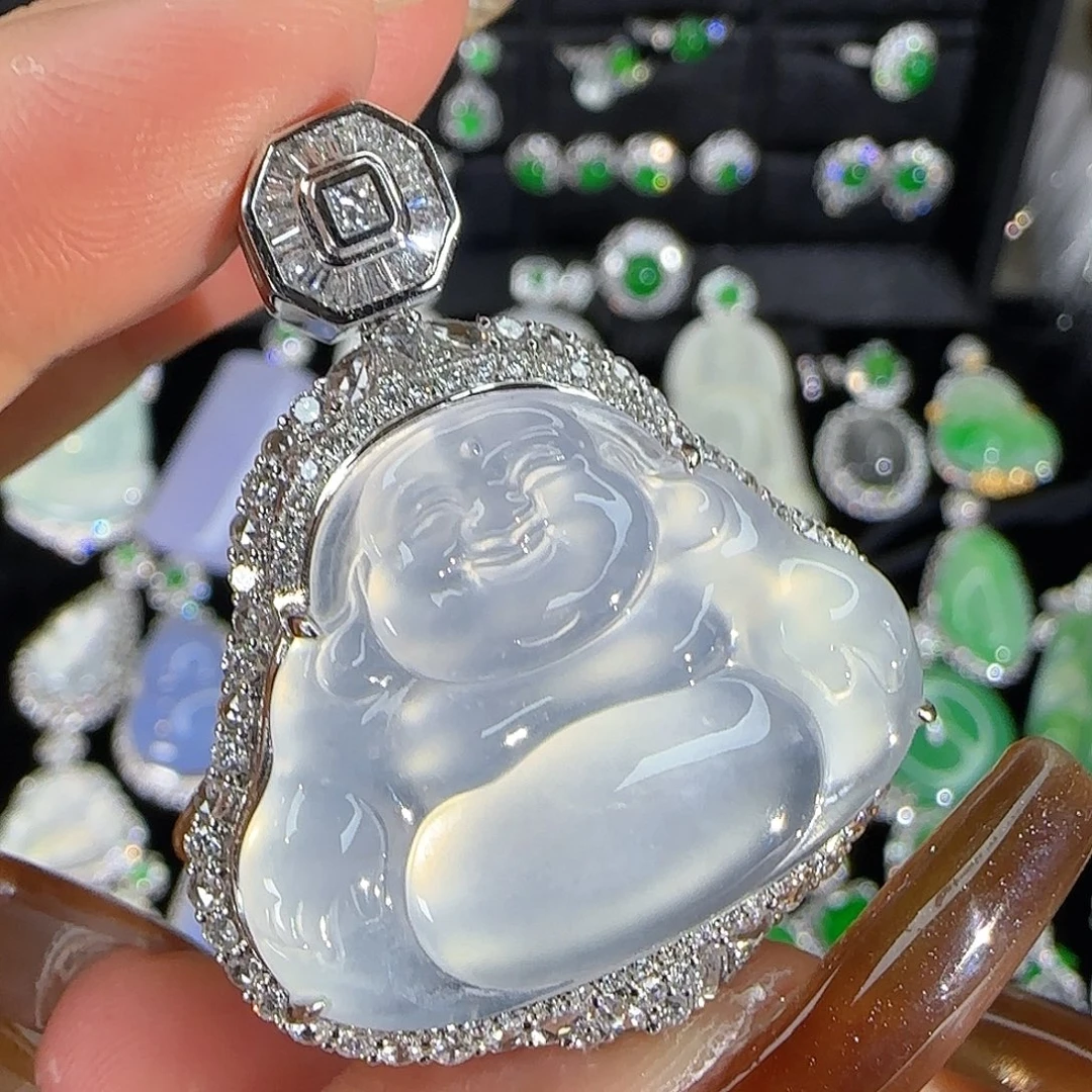 翡翠18K金镶嵌颈饰天然翡翠
