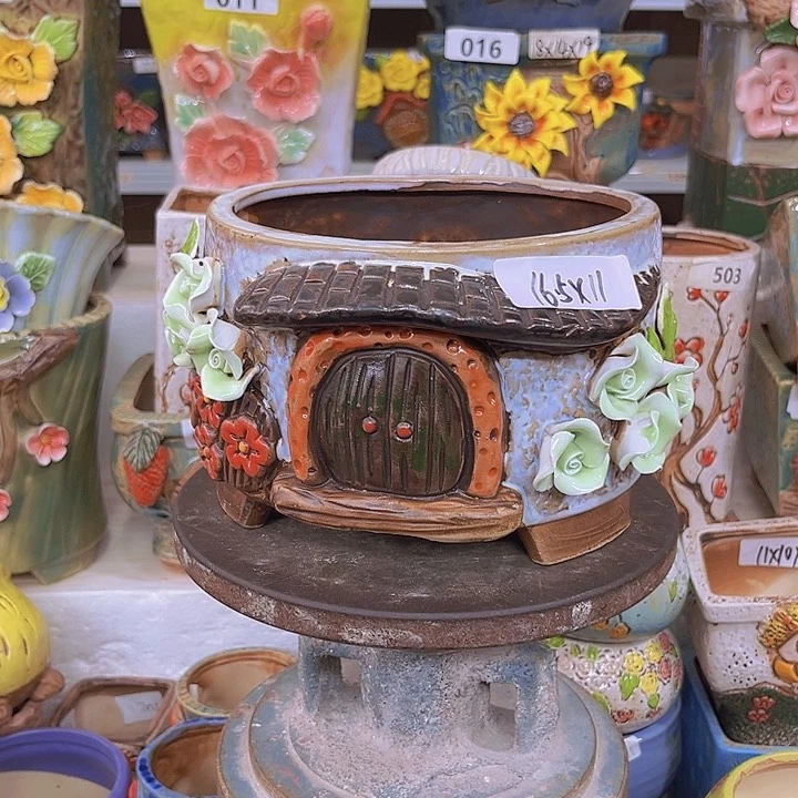 紫砂花盆粗陶材质与多肉花盆