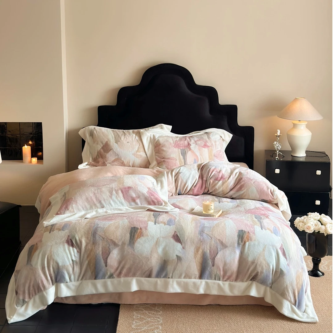 冬季高奢款高克重雪芙绒加厚保暖牛奶绒四件套