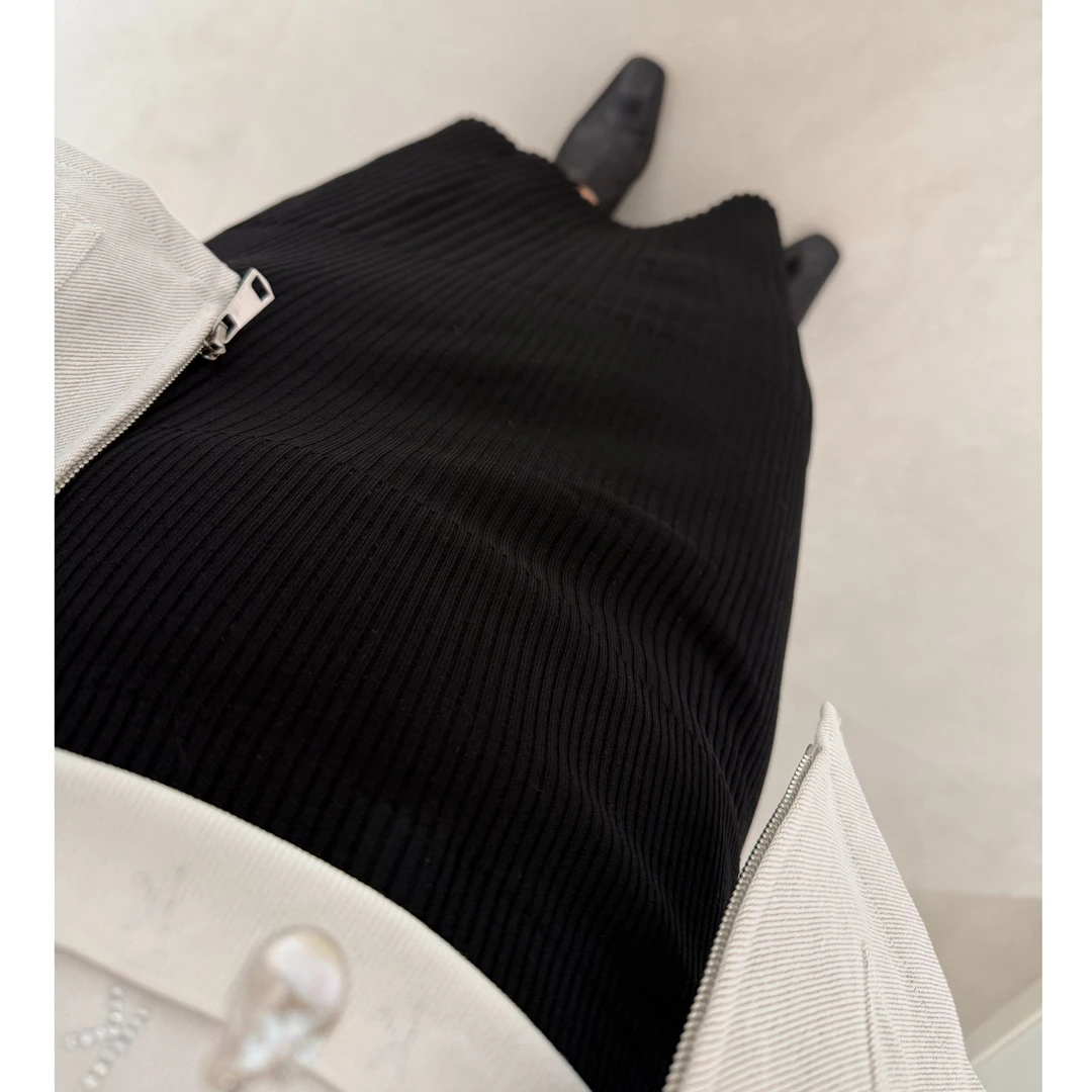 高定版小黑裙显瘦高弹力针织半裙