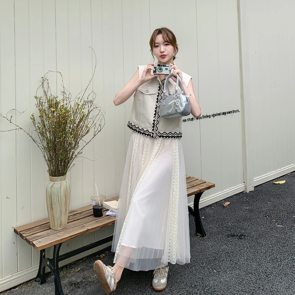 2025年夏季新款韩版时尚套装女蓝色不规则短袖上衣半身裙两件套