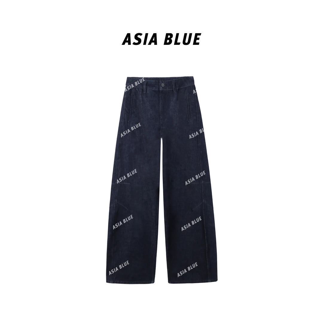 【ASIA BLUE】· 放雀 ·秋季微弹复古水洗蓝弯刀裤拖地牛仔裤YW60001