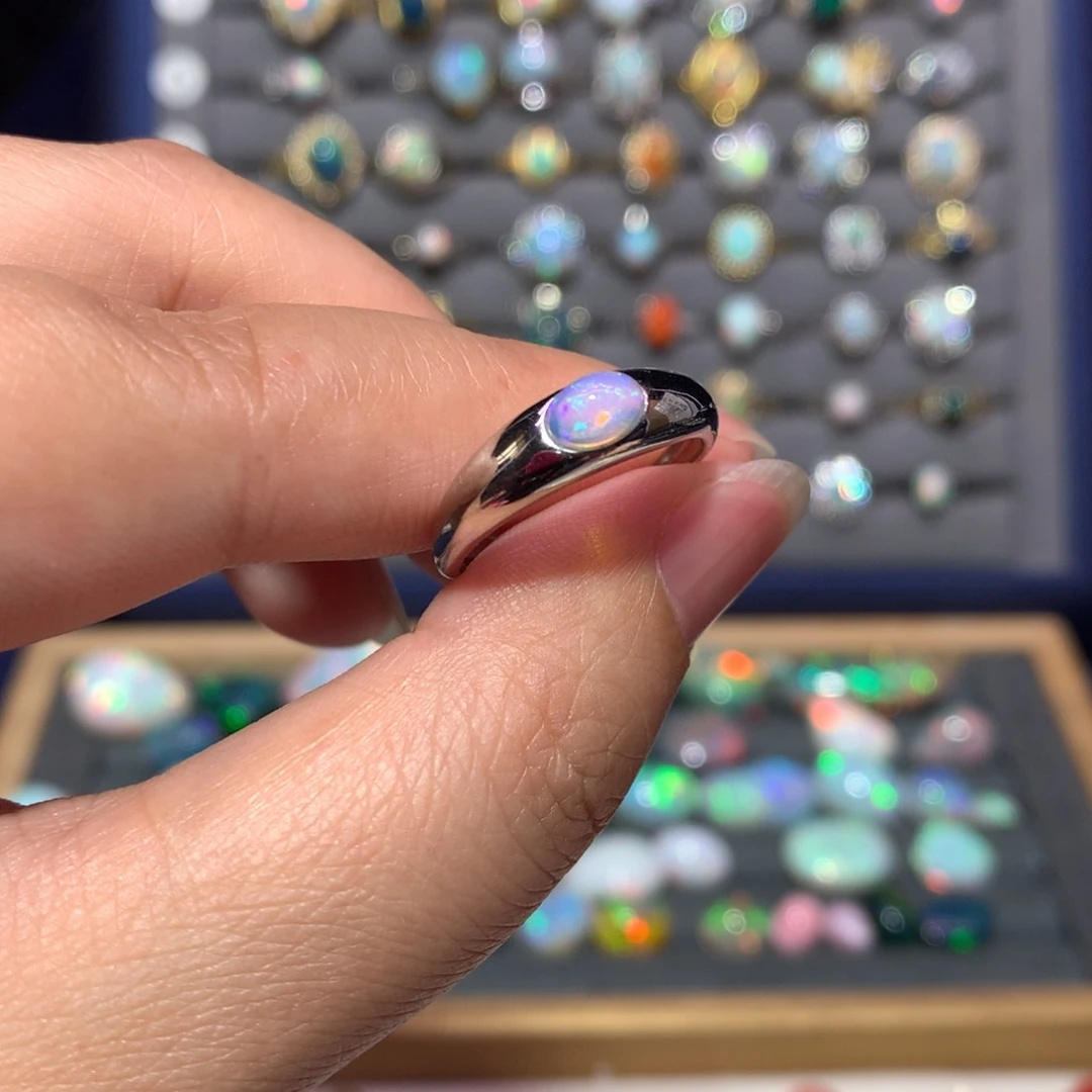 欧泊银S925镶嵌戒指特价不退换