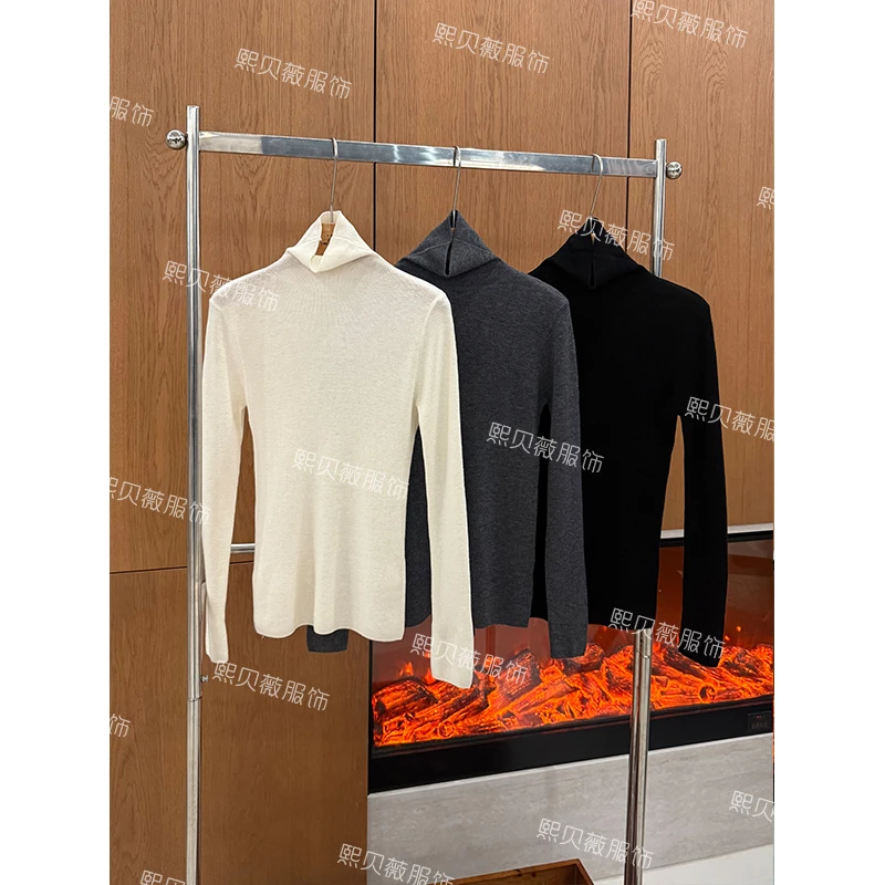 熙贝薇2 新款100超细美丽诺羊毛休闲套头打底贝壳扣针织衫 G5700