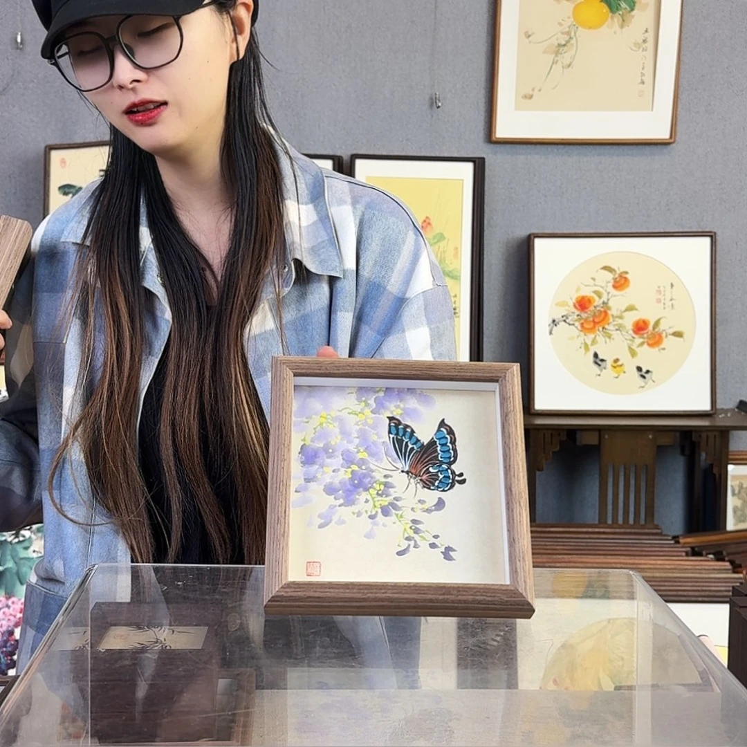 书法纯手绘，纯手写带框尺寸：15×15厘米