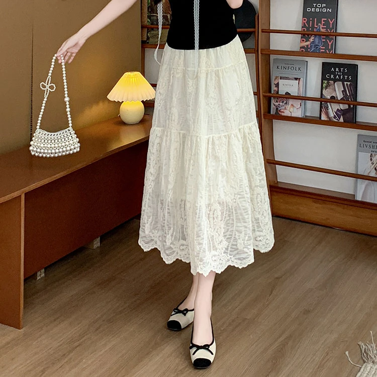 【夏央旗舰店】2025夏季新款蕾丝拼接半身裙#2502