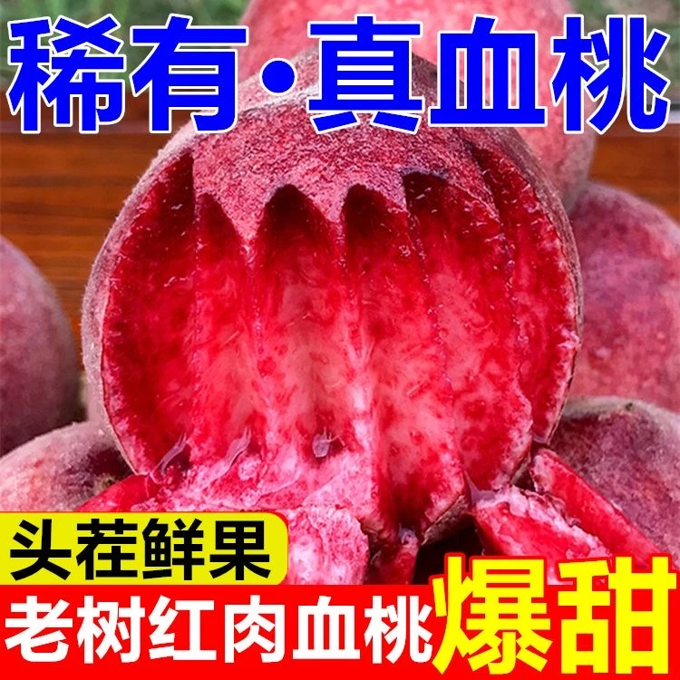 正宗老树血桃新鲜头茬现摘百花桃子脆甜红肉当季红心农家水密毛桃