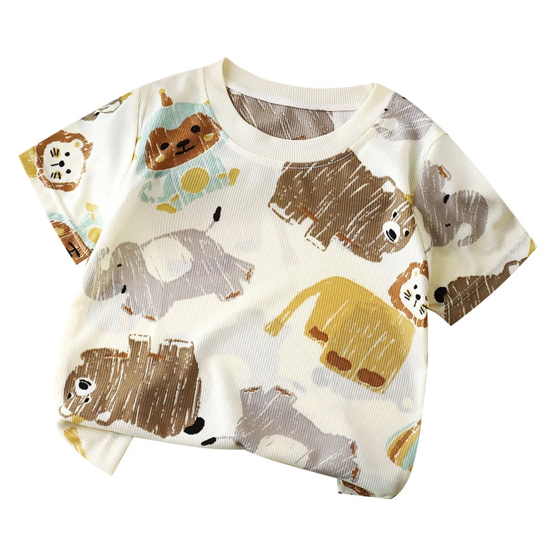 T恤薄款女童潮流中大童男短袖彩色儿童冰凉男孩夏季休闲短袖儿童