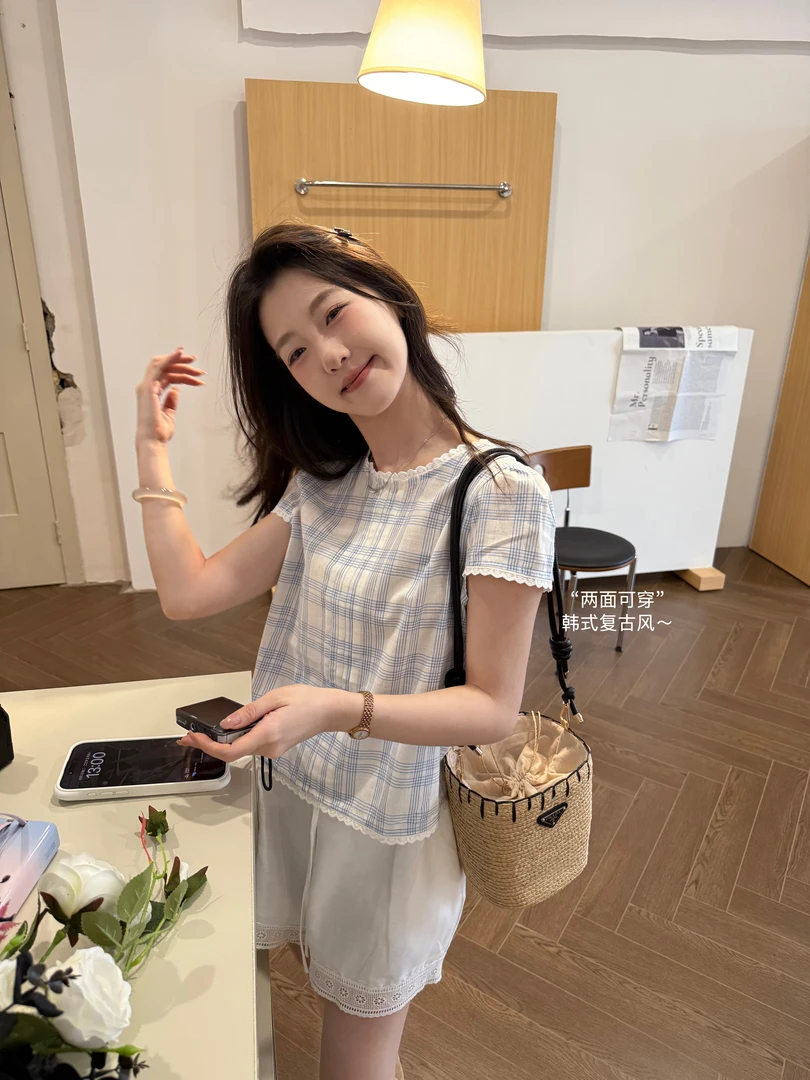 闵笑一【云朵】夏季上新温柔显瘦气质甜美设计感休闲上衣丨P785