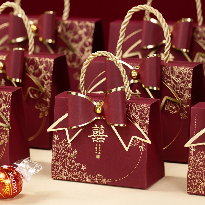 新款结婚喜糖盒子婚礼订婚复古喜糖袋伴手礼礼盒糖果包装盒空盒子