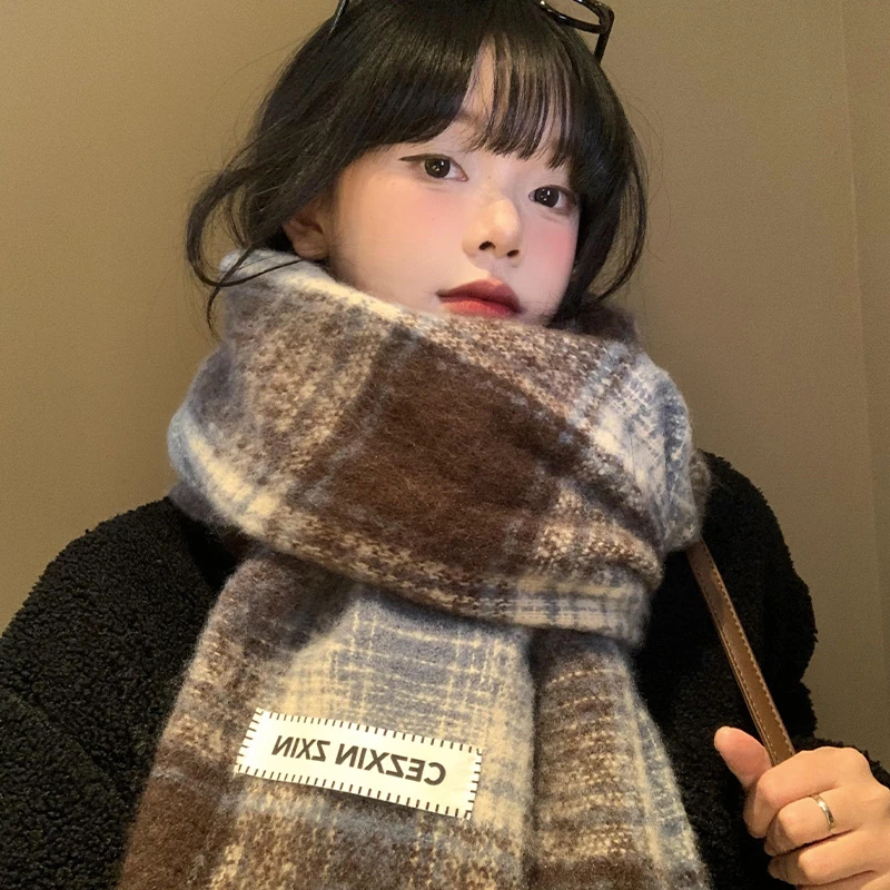 巴黎LOVELVLV氛围感美拉德格子围巾女冬季2025新款韩系高级感加厚