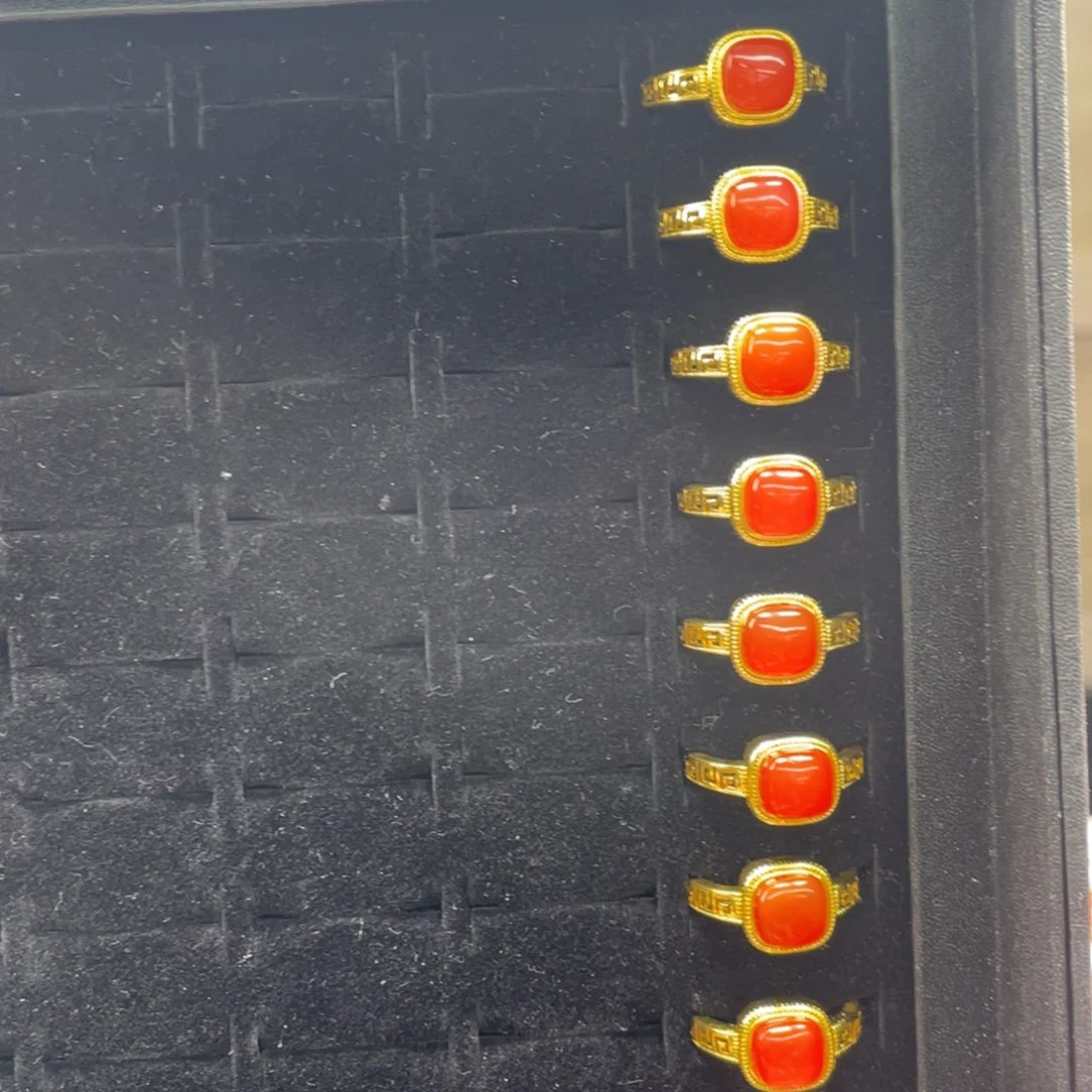 银S925镶嵌南红玛瑙戒指冰红戒指多样性发一