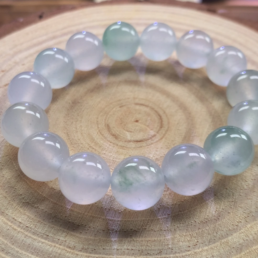 翡翠未镶嵌手链正冰晴底12mm