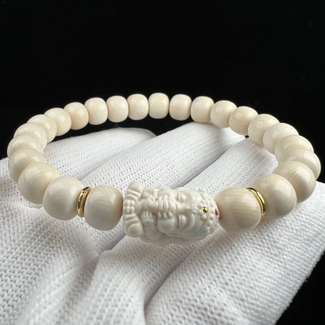 Q1197天然猛犸牙手串 8*6.8mm支持鉴定 假一罚四