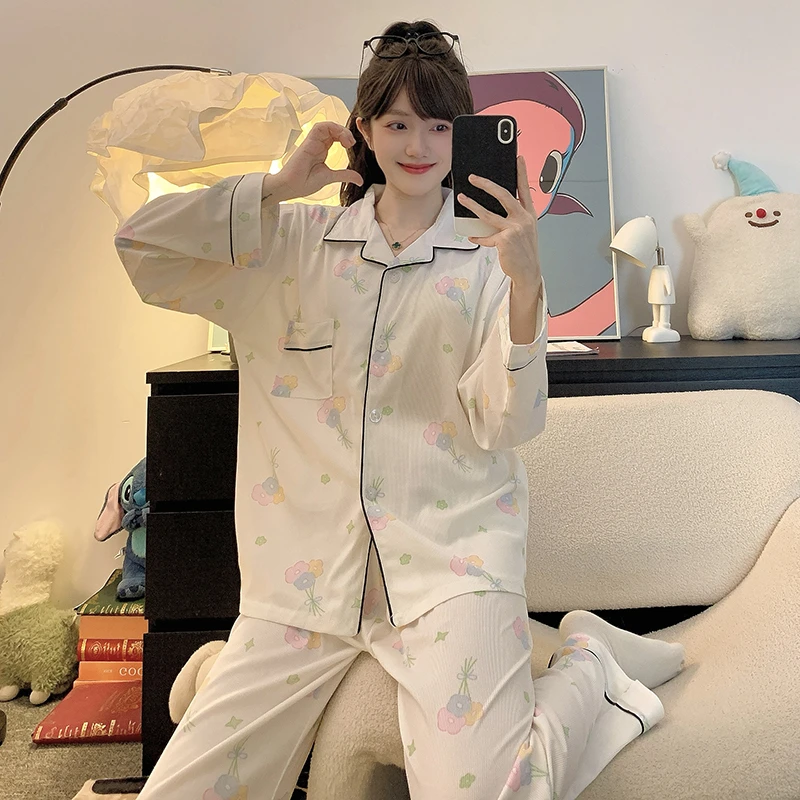 特大码300斤女款提花棉睡衣肥胖MM加大码200斤开衫长袖家居服外穿