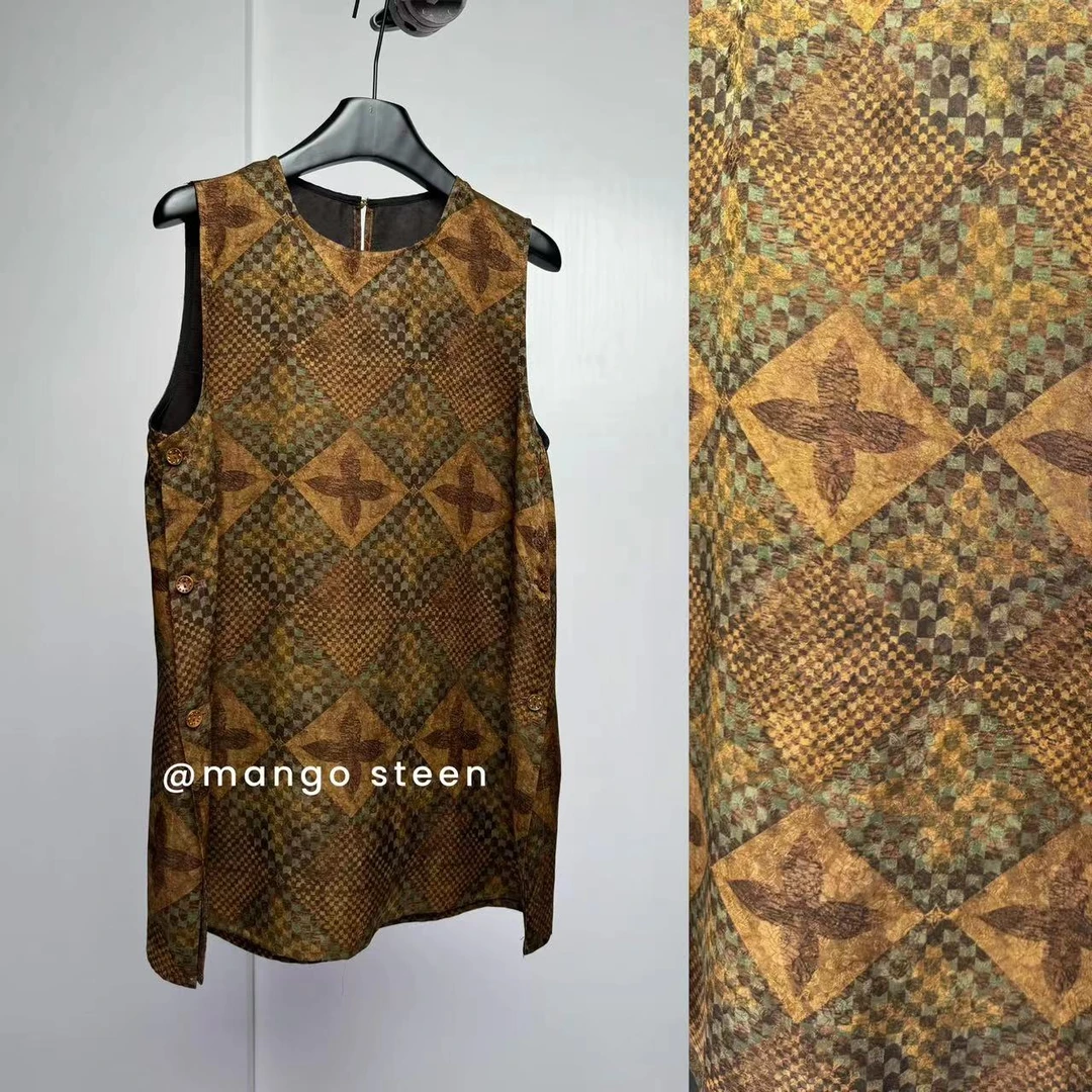 MANGO steen‘s丨中长款老花香云纱背心上衣I6209