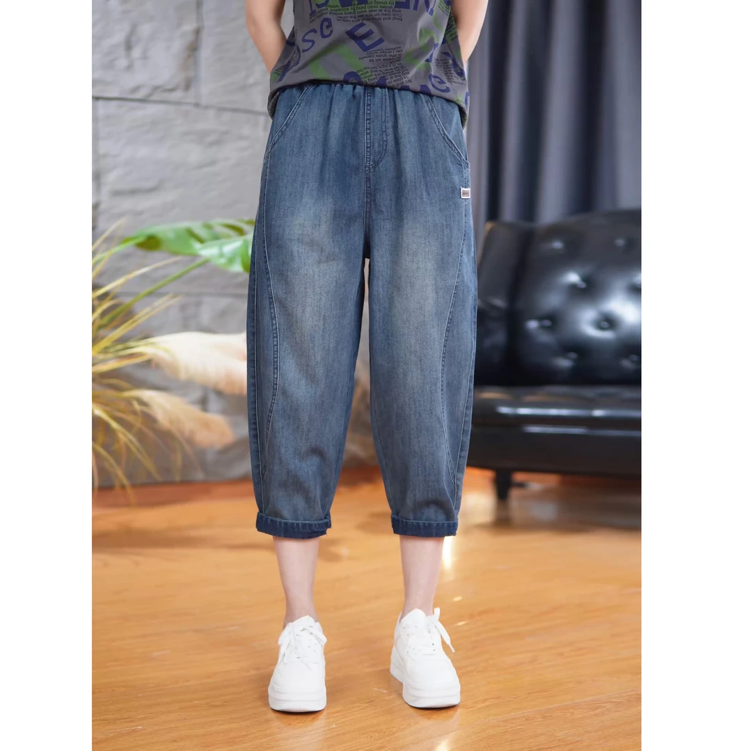 8206夏款显高显瘦百搭哈伦牛仔女裤时尚显年轻牛仔老爹裤