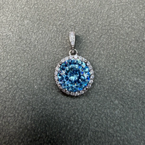 高订典藏巴西矿区圣玛利亚海蓝宝吊坠带链S925银镀金吊坠轻奢女神