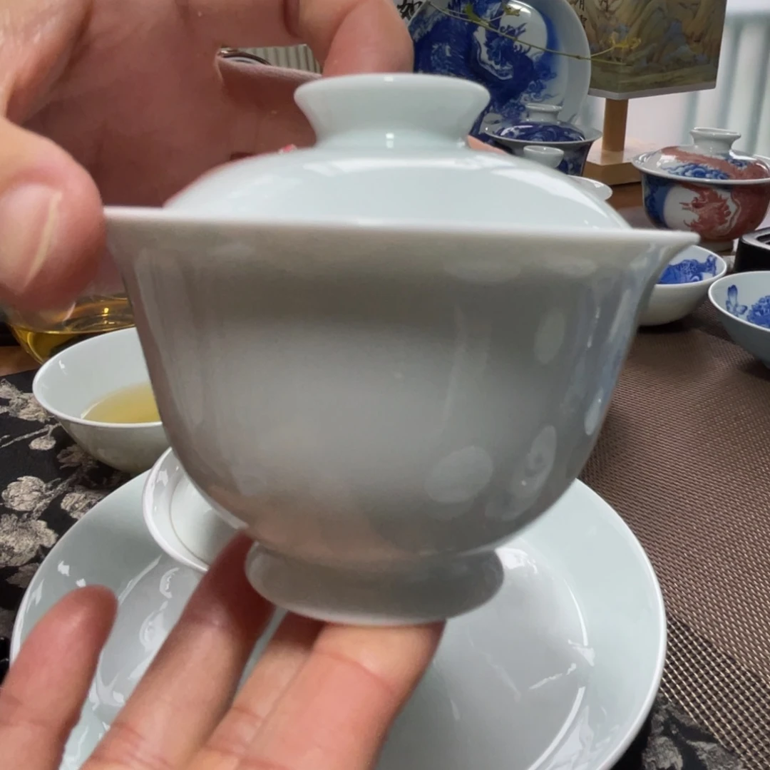 景德镇纯手工白胎盖碗