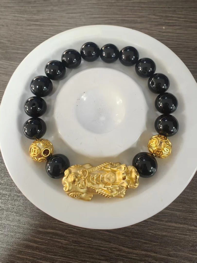 【足金999】卡10黄金貔貅+2颗转运珠