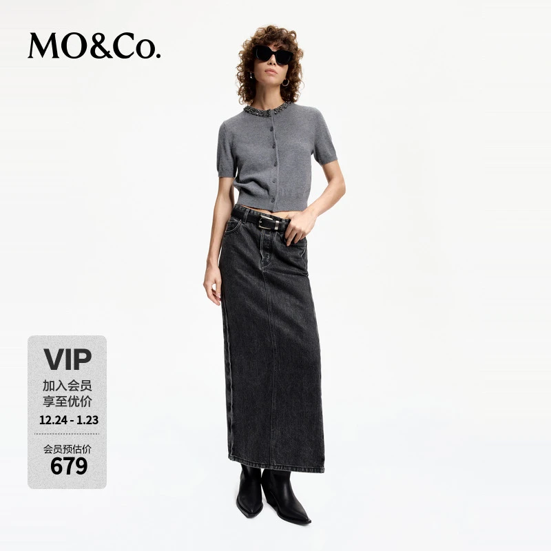 【流光风】【绵羊毛×山羊绒】MOCO手缝钻饰针织衫开衫MBD1CARK02