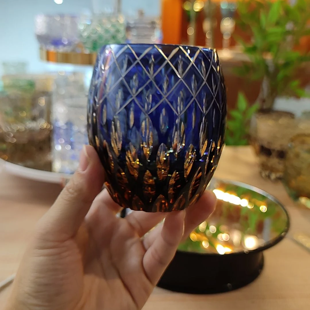 迷你款水晶玻璃孤品微瑕琥珀蓝远雷