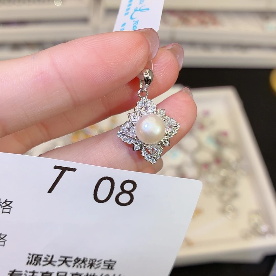 颈饰银S925镶嵌淡水珍珠t08