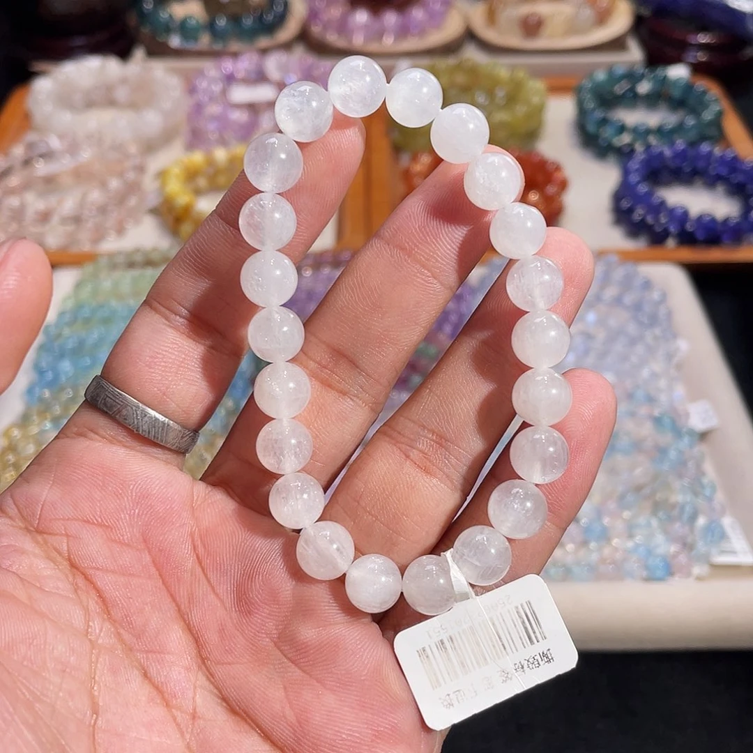 未镶嵌长石手链白草莓月光石8.8mm