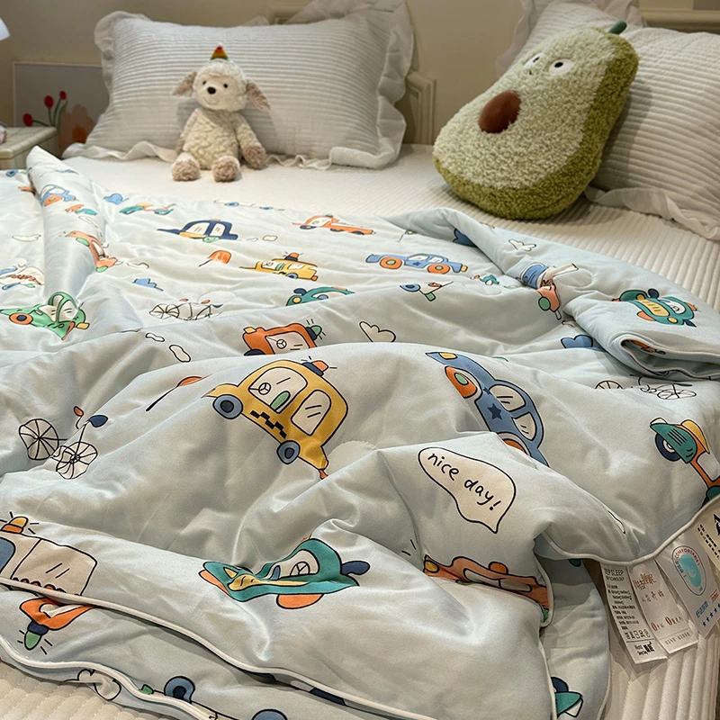 A类卡通小汽车针织棉大豆夏凉被空调被可机洗2025新款被子夏天款