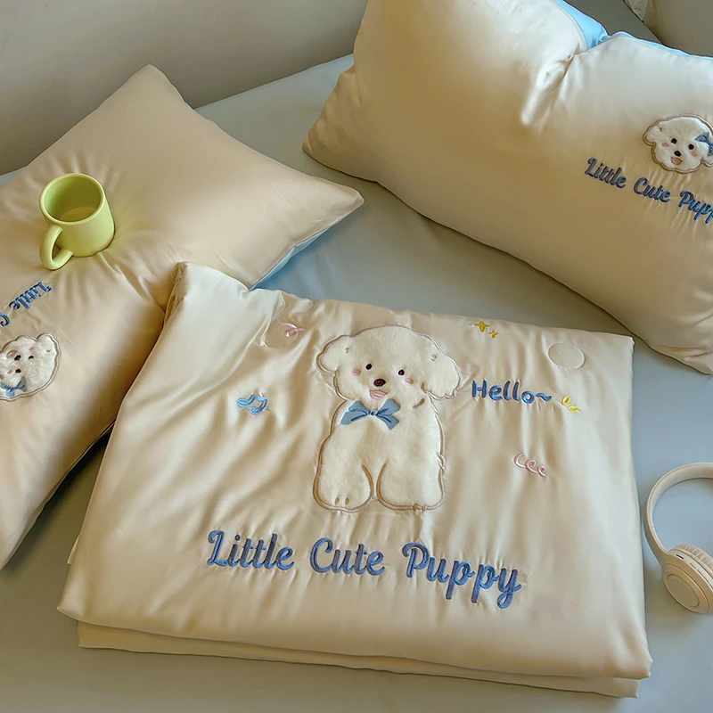 夏季可机水洗冰丝夏凉被四件套单人凉感夏被空调被双人夏天薄被子