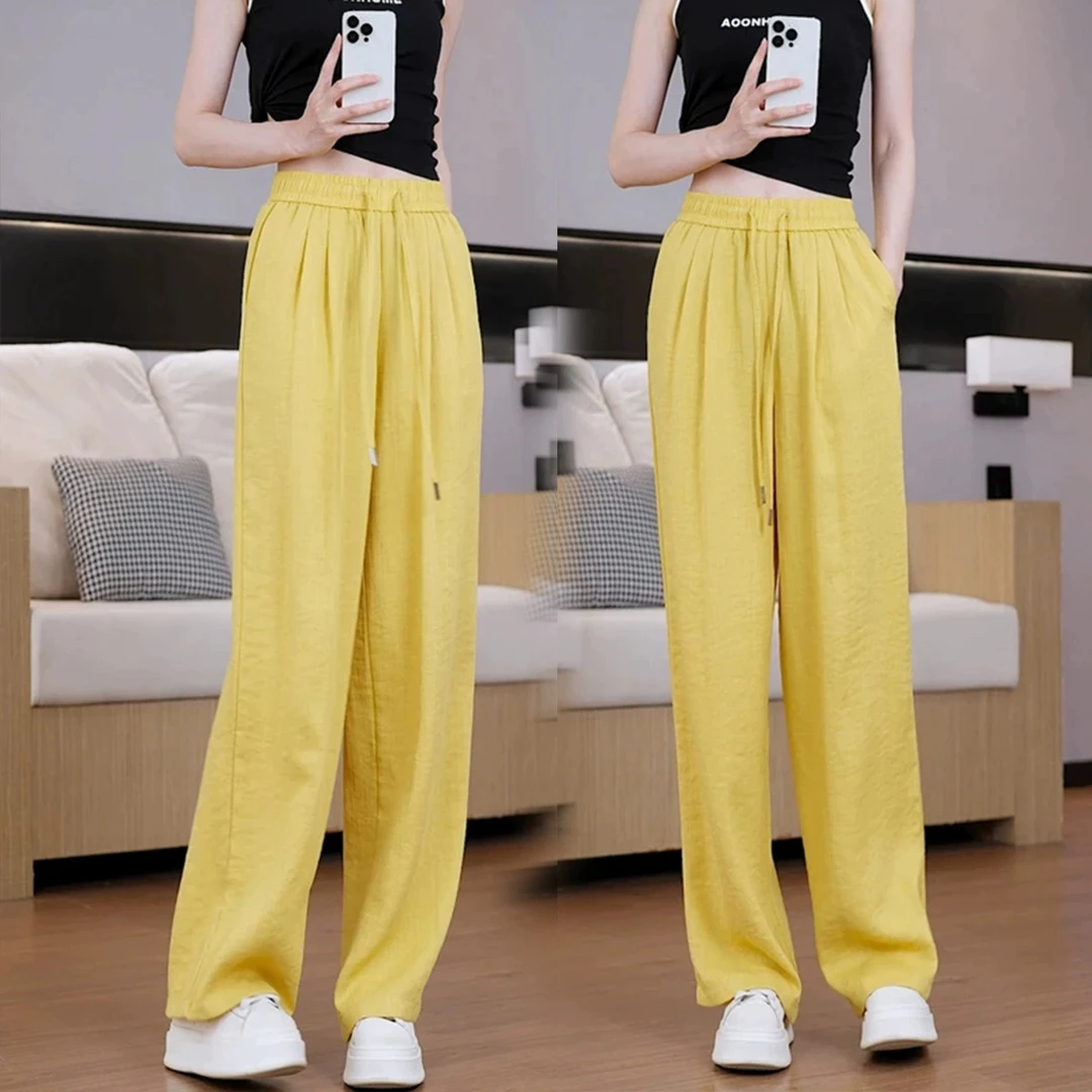 山本裤凉凉裤女夏季亚麻冰丝薄款2025今年爆款垂感棉麻阔腿休闲裤