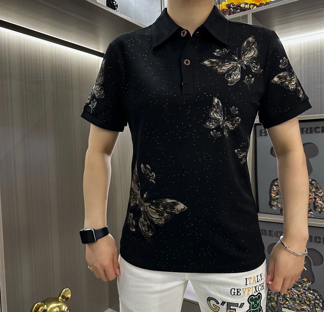 2025夏季星蝶梦男士Polo衫半袖轻奢时尚百搭商务休闲修身翻领F389