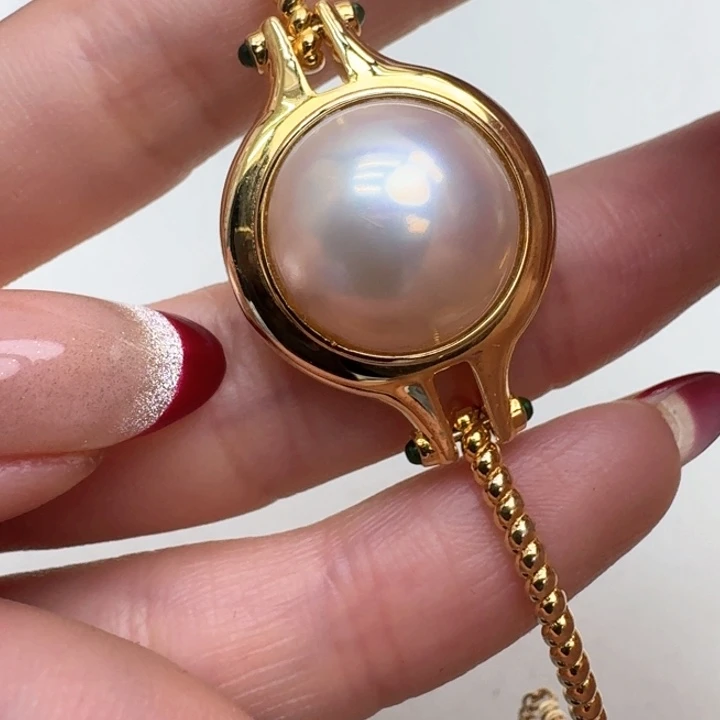 拼合珍珠（马贝珠）手镯银S925镶嵌